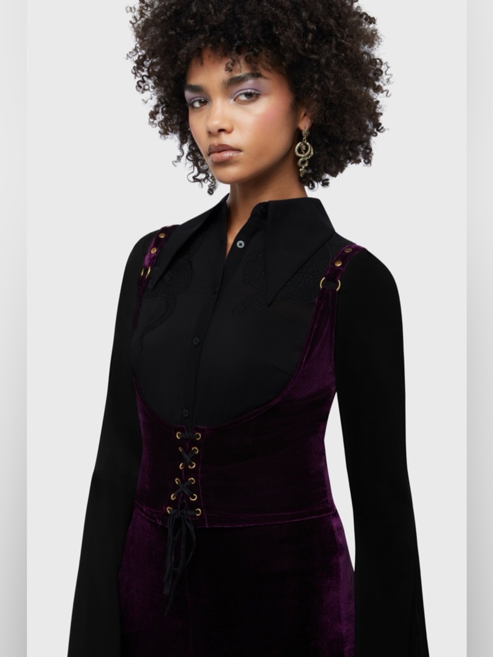 Killstar Velvet Underbust Corset Top Large Plum - Picture 5 of 8